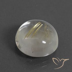 9.47 ct Yellow Rutile Quartz Stone, Natural Rutile Quartz in Round Cabochon Shape for Sale