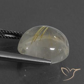Rutile Quartz Gemstone in 13 mm (calibrated) Size for Sale, Rutile Quartz Stone in Pale Yellow Color