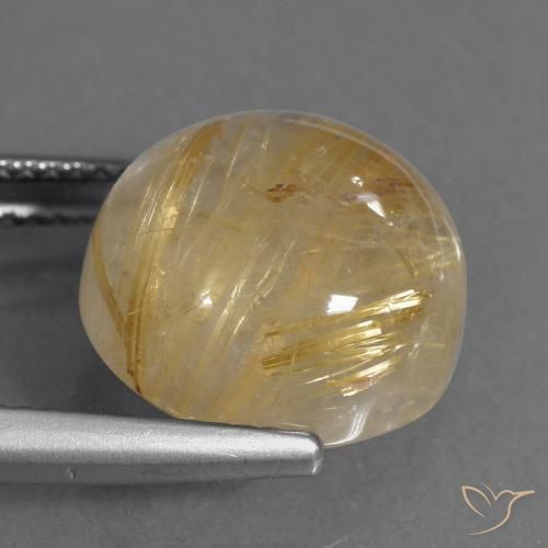 Rutile Quartz Gemstone in 13 mm (calibrated) Size for Sale, Rutile Quartz Stone in Very Light Golden-Brown Color