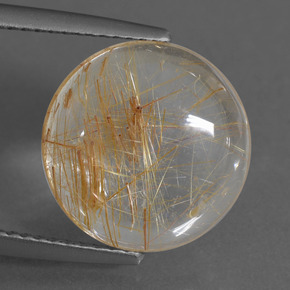 Claro y bronce dorado Cuarzo Rutilado Gema - 6ct Cabujón Redondo (ID: 403472)
