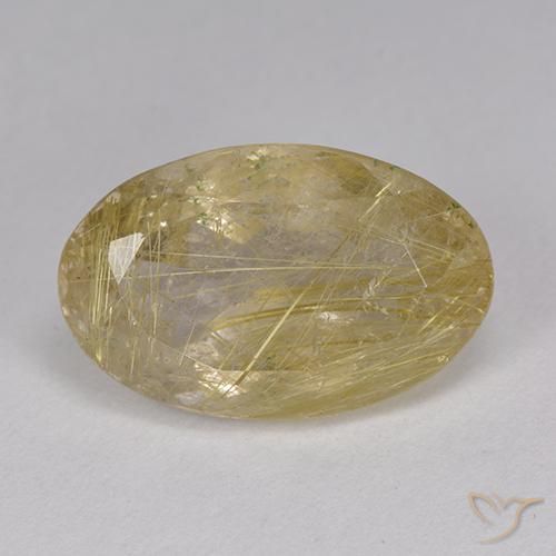 9.05ct Natural Very Light Golden-Brown Rutile Quartz, Oval, Transparent