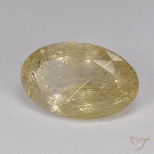 9.05 ct Golden Rutile Quartz Stone, Natural Rutile Quartz in Oval Facet Shape for Sale