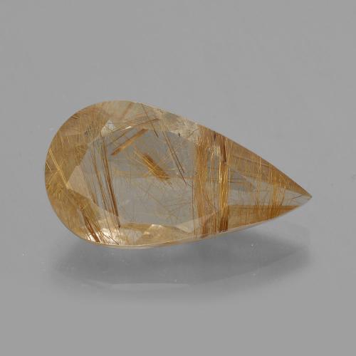Deep Golden-Peach Рутиловый Кварц Камень - 8.3ct Фасетная Груша (ID: 403531)