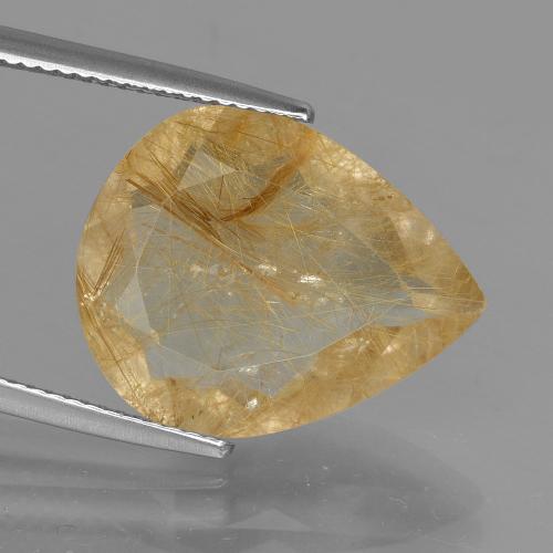 Light Gold Рутиловый Кварц Камень - 9.9ct Фасетная Груша (ID: 403537)