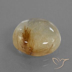 7.04 ct Golden Rutile Quartz Stone, Natural Rutile Quartz in Round Cabochon Shape for Sale