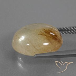 Rutile Quartz Gemstone in 13 mm (calibrated) Size for Sale, Rutile Quartz Stone in Very Light Golden-Brown Color
