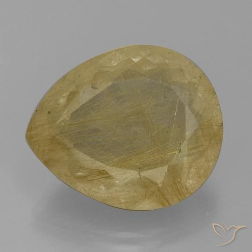 18.19ct Natural Light Yellow Rutile Quartz, Pear Shape, Transparent
