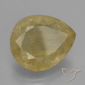 18.19 ct Yellow Rutile Quartz Stone, Natural Rutile Quartz in Pear Facet Shape for Sale