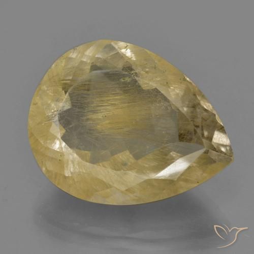 24.15ct Natural Warm Yellow Rutile Quartz, Pear Shape, Transparent