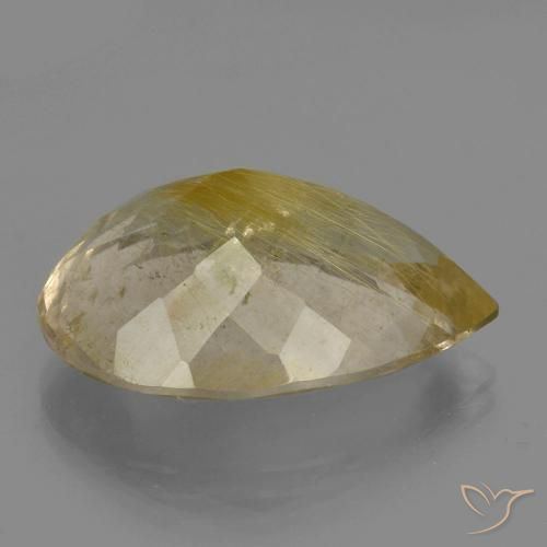 Rutile Quartz Gemstone in 23.9 x 18.6 mm Size for Sale, Rutile Quartz Stone in Warm Yellow Color