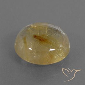 7.25 ct Golden Rutile Quartz Stone, Natural Rutile Quartz in Round Cabochon Shape for Sale