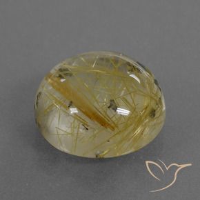 8.90 ct Golden Rutile Quartz Stone, Natural Rutile Quartz in Round Cabochon Shape for Sale