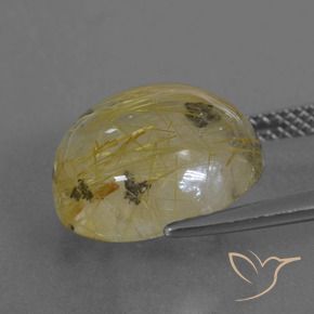 Rutile Quartz Gemstone in 13 mm (calibrated) Size for Sale, Rutile Quartz Stone in Very Light Golden-Brown Color