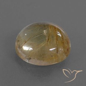 7.22 ct Golden Rutile Quartz Stone, Natural Rutile Quartz in Round Cabochon Shape for Sale