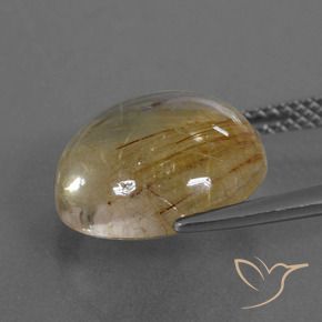 Rutile Quartz Gemstone in 13 mm (calibrated) Size for Sale, Rutile Quartz Stone in Very Light Golden-Brown Color
