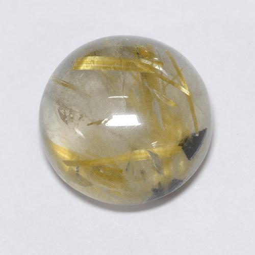 Very Light Golden-Brown Quarzo rutilato Gem - 9.1ct Cabochon rotondo (ID: 403847)