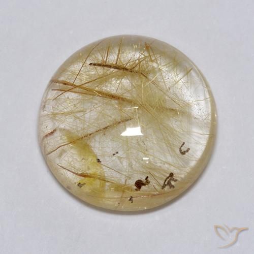 Quartz rutile rond de 7,49 ct, 13,2 mm d'Inde, Photo A