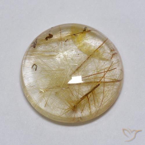 Rutile Quartz Gemstone in 13 mm (calibrated) Size for Sale, Rutile Quartz Stone in Very Light Golden-Brown Color