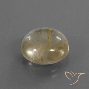 7.50 ct Golden Rutile Quartz Stone, Natural Rutile Quartz in Round Cabochon Shape for Sale