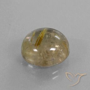 8.48 ct Golden Rutile Quartz Stone, Natural Rutile Quartz in Round Cabochon Shape for Sale