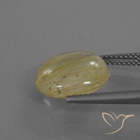 Rutile Quartz Gemstone in 13 mm (calibrated) Size for Sale, Rutile Quartz Stone in Pale Yellow Color