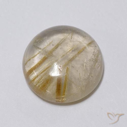 Rutile Quartz Gemstone in 13 mm (calibrated) Size for Sale, Rutile Quartz Stone in Very Light Golden-Brown Color