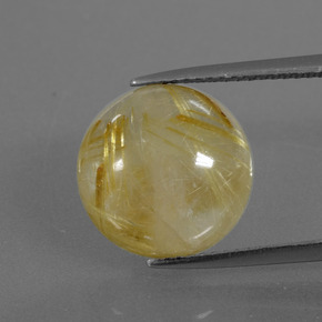 Bright Gold Rutile Quartz Gem - 8.1ct Round Cabochon (ID: 403857)