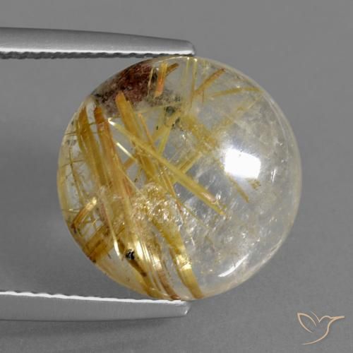 Quartz rutile rond de 6,12 ct, 13 mm d'Inde, Photo A