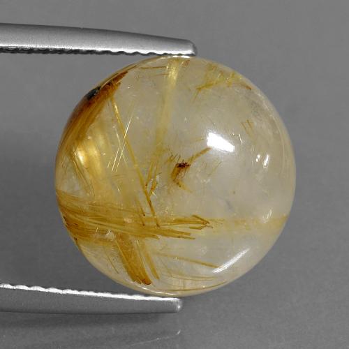 Dorado medio Cuarzo Rutilado Gema - 8.4ct Cabujón Redondo (ID: 403965)