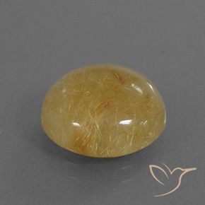 6.33 ct Golden Rutile Quartz Stone, Natural Rutile Quartz in Round Cabochon Shape for Sale