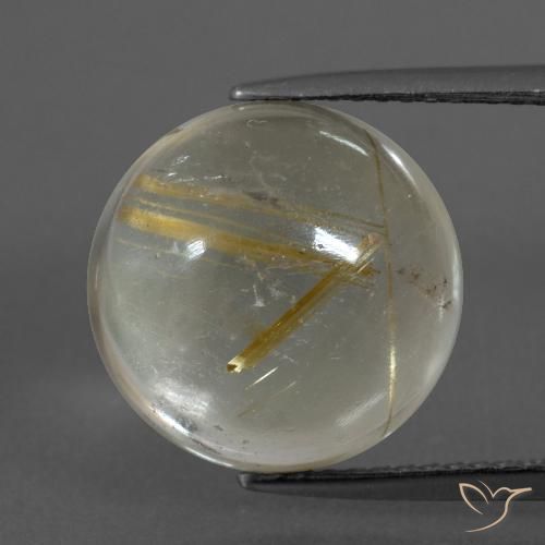 8.60 ct Golden Rutile Quartz Gemstone, Rutile Quartz Gem in Round Cabochon Shape for Sale.