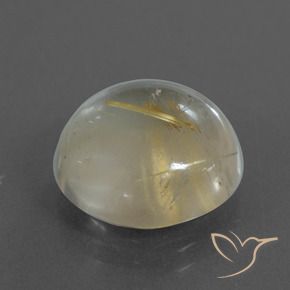 8.60 ct Golden Rutile Quartz Stone, Natural Rutile Quartz in Round Cabochon Shape for Sale