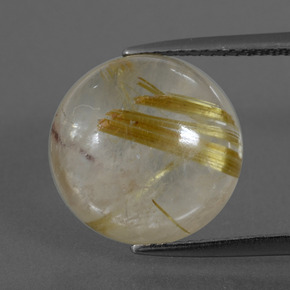 Very Light Golden-Brown Quarzo rutilato Gem - 8.3ct Cabochon rotondo (ID: 404071)
