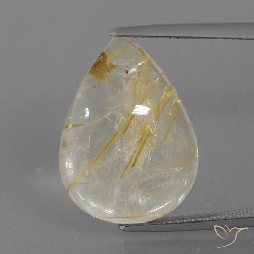 13.55ct Natural Very Light Golden-Brown Rutile Quartz, Pear Shape, Transparent