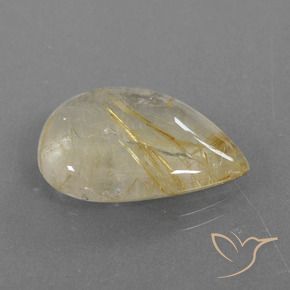 13.55 ct Golden Rutile Quartz Stone, Natural Rutile Quartz in Pear Cabochon Shape for Sale