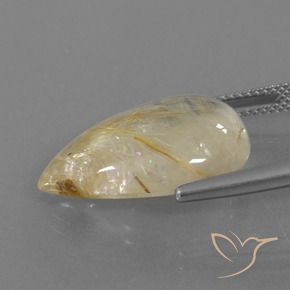 Rutile Quartz Gemstone in 21.3 x 15.6 mm Size for Sale, Rutile Quartz Stone in Very Light Golden-Brown Color