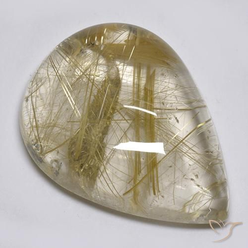 Rutile Quartz Gemstone in 21.5 x 15.8 mm Size for Sale, Rutile Quartz Stone in Very Light Golden-Brown Color