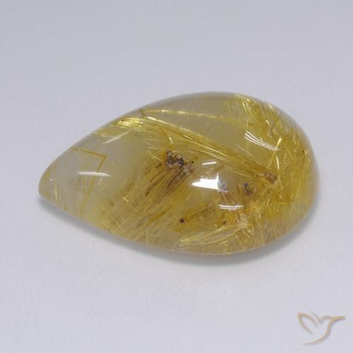 Rutile Quartz Gemstone in 21.6 x 15.6 mm Size for Sale, Rutile Quartz Stone in Medium Gold Color