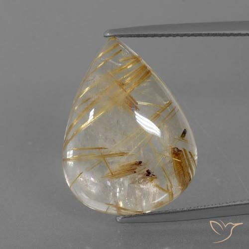 Quartz rutile poire de 14,7 ct, 21,3 x 16 mm d'Inde, Photo A