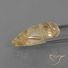 Rutile Quartz Gemstone in 21.3 x 16 mm Size for Sale, Rutile Quartz Stone in Very Light Golden-Brown Color