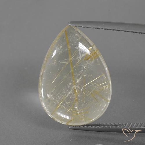 12.47 ct Pear Rutile Quartz, 22 x 15.8 mm From India, Photo A