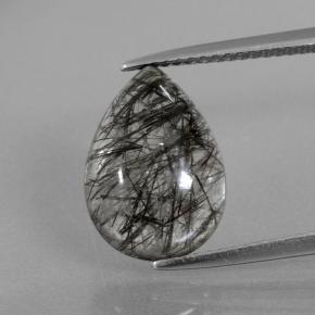 5.6ct Pear Cabochon Colorless with Black Rutile Quartz Gem for sale 5.6ct Pear Cabochon Colorless with Black Rutile Quartz Gem (ID: 406907)