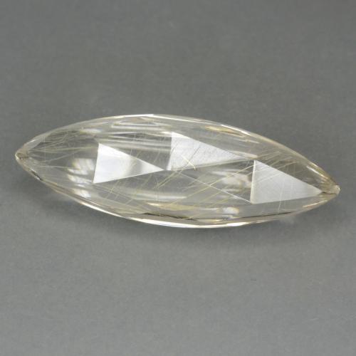 15.7ct Marquise Checkerboard (double sided) Colorless Golden Rutile Quartz Gem for sale 15.7ct Marquise Checkerboard (double sided) Colorless Golden Rutile Quartz Gem (ID: 417982)