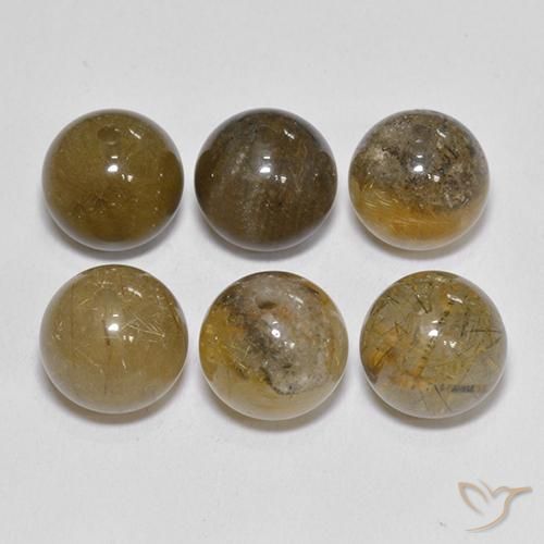 21.41 ctw Brown Rutile Quartz Stones, Natural Rutile Quartz in Drilled Sphere Shape for Sale