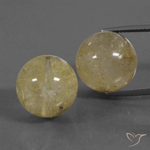 38.74ctw Natural Light Yellow Rutile Quartz, Sphere / Ball, Transparent