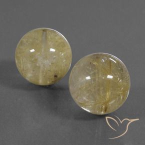 38.74 ctw Yellow Rutile Quartz Stones, Natural Rutile Quartz in Drilled Sphere Shape for Sale