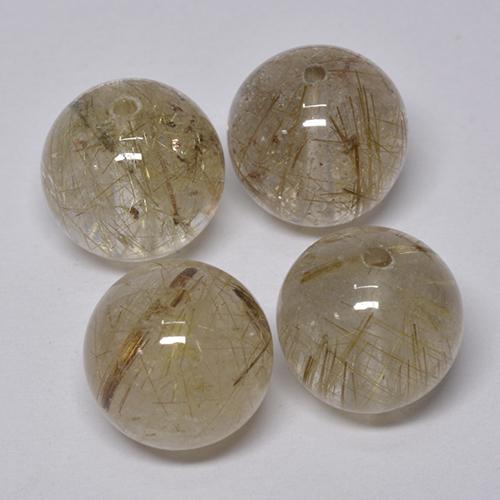 Rutile Quartz Gemstones in 10.1 mm Size for Sale, Rutile Quartz Stones in Very Light Golden-Brown Color