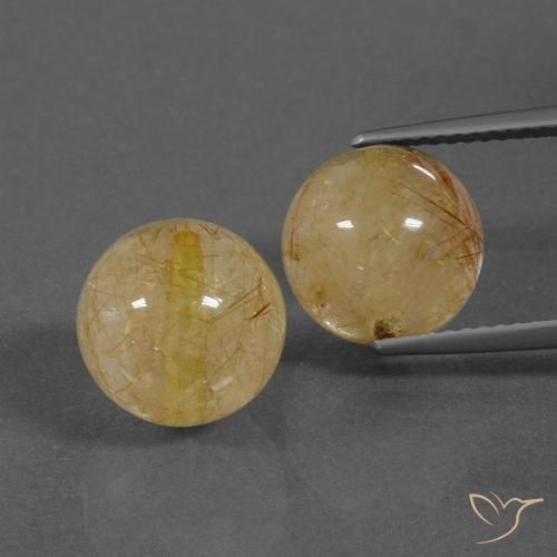 14.1 ct Drilled Sphere Rutile Quartz, 10 mm From India, Photo A