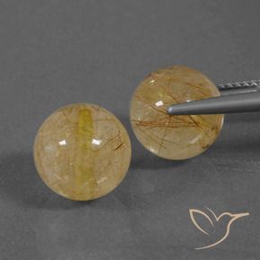 Rutile Quartz Gemstones in 10 mm (calibrated) Size for Sale, Rutile Quartz Stones in Orangeish Brown Color