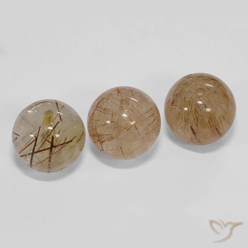 25.54 ctw Brown Rutile Quartz Stones, Natural Rutile Quartz in Drilled Sphere Shape for Sale